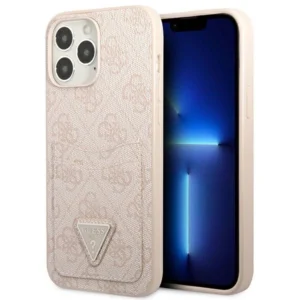 Guess 4G Triangle Logo Cardslot Case for iPhone 13 Pro / 13 - Pinkeng