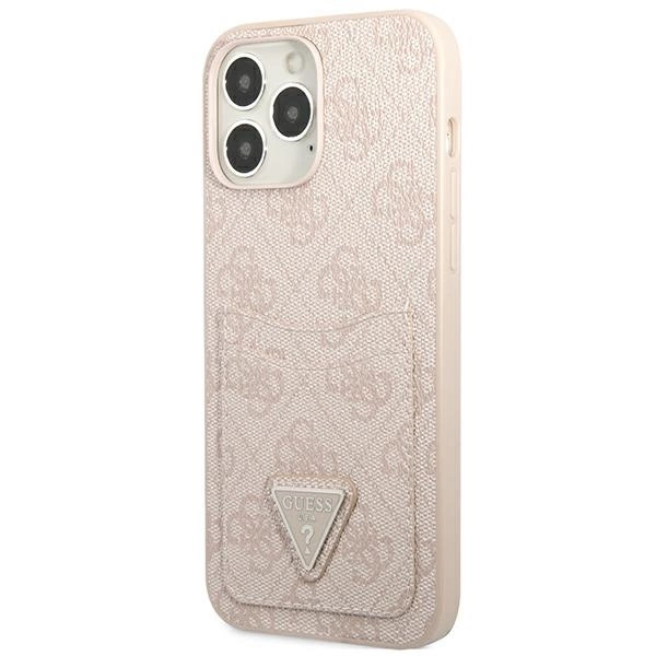 Guess 4G Triangle Logo Cardslot Case for iPhone 13 Pro / 13 - Pinkeng