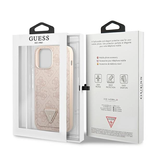 Guess 4G Triangle Logo Cardslot Case for iPhone 13 Pro / 13 - Pinkeng