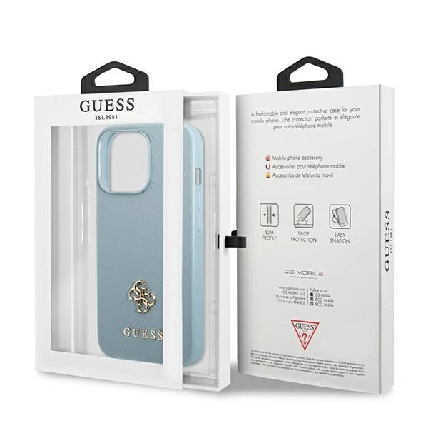 Guess Saffiano 4G Small Metal Logo Case for iPhone 13 Pro / 13 - Blueeng