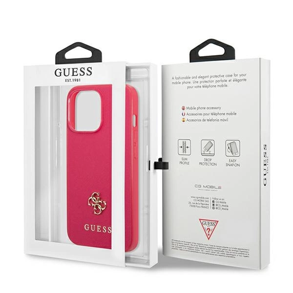 Guess Saffiano 4G Small Metal Logo case for iPhone 13 Pro / 13 - pinkeng