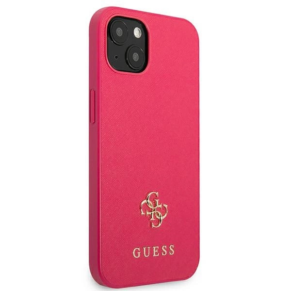 Guess Saffiano 4G Small Metal Logo case for iPhone 13 mini - pinkeng