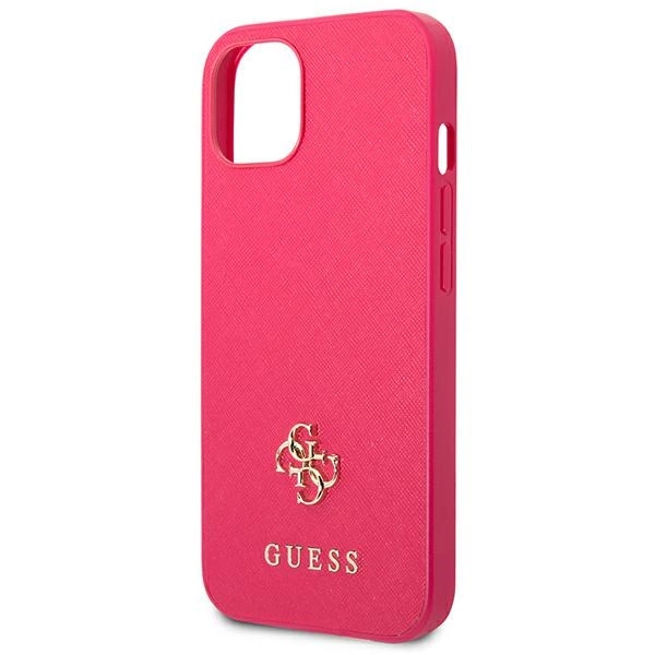 Guess Saffiano 4G Small Metal Logo case for iPhone 13 mini - pinkeng