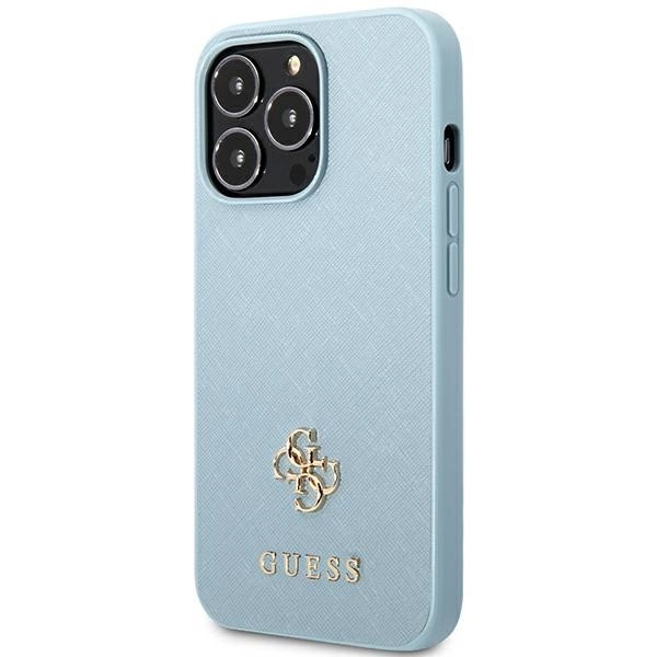 Guess Saffiano 4G Small Metal Logo case for iPhone 13 Pro Max - blueeng