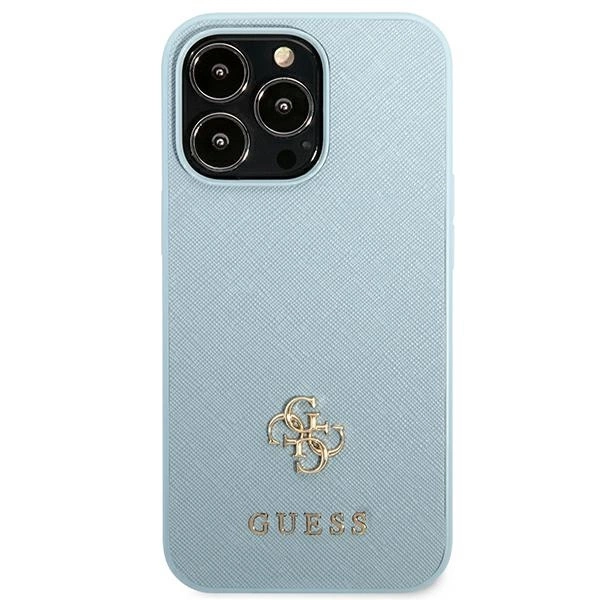 Guess Saffiano 4G Small Metal Logo case for iPhone 13 Pro Max - blueeng