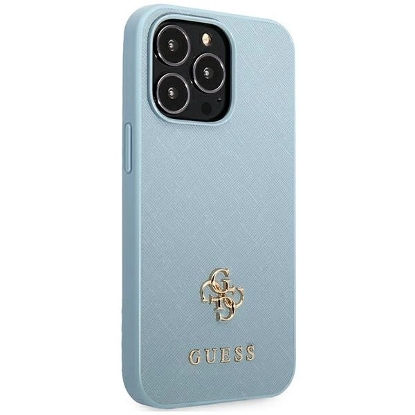 Guess Saffiano 4G Small Metal Logo case for iPhone 13 Pro Max - blueeng