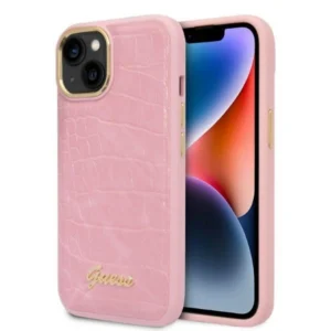 Guess Croco Collection case for iPhone 14 - pinkeng