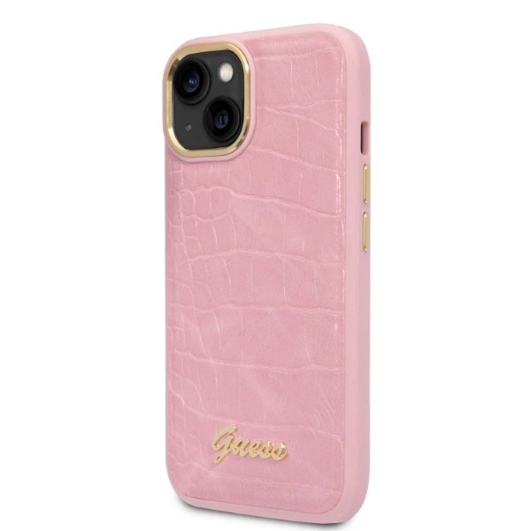 Guess Croco Collection case for iPhone 14 - pinkeng