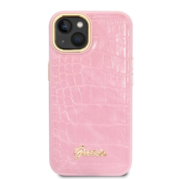 Guess Croco Collection case for iPhone 14 - pinkeng