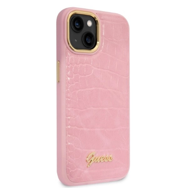 Guess Croco Collection case for iPhone 14 - pinkeng