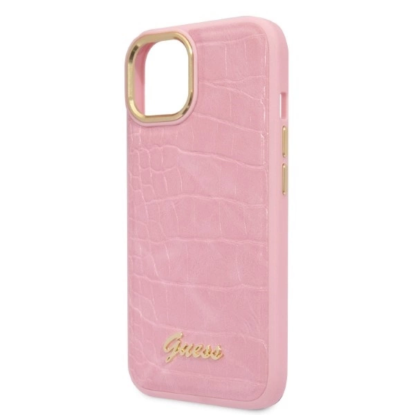 Guess Croco Collection case for iPhone 14 - pinkeng