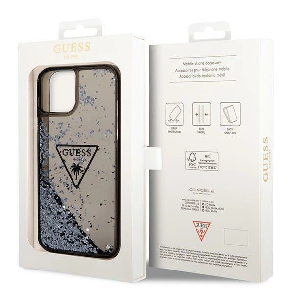 Guess GUHCP14SLFCTPK iPhone 14 6.1" black/black hardcase Liquid Glitter Palm Collectioneng