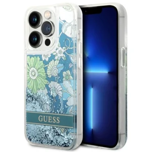 Guess Flower Liquid Glitter case for iPhone 14 Pro Max - greeneng