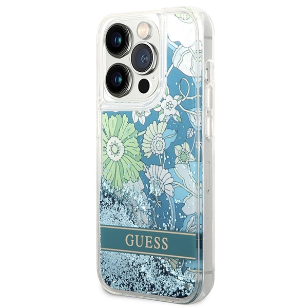 Guess Flower Liquid Glitter case for iPhone 14 Pro Max - greeneng