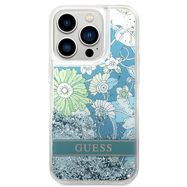 Guess Flower Liquid Glitter case for iPhone 14 Pro Max - greeneng