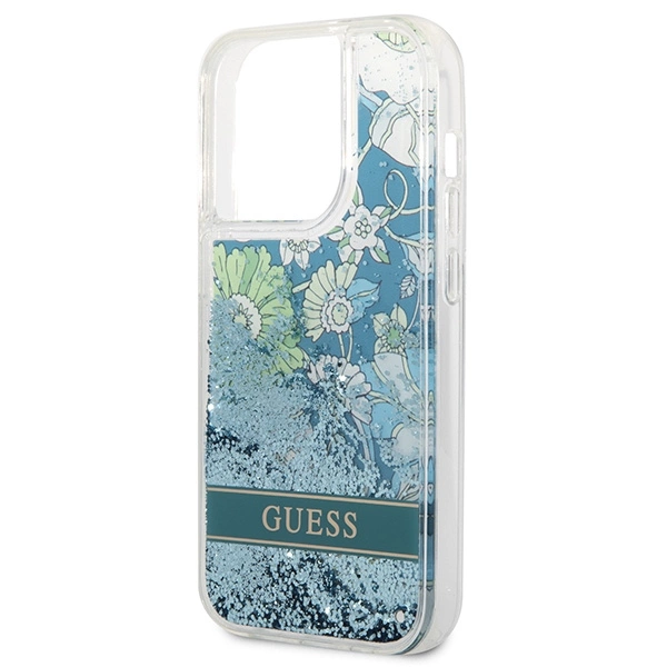 Guess Flower Liquid Glitter case for iPhone 14 Pro Max - greeneng