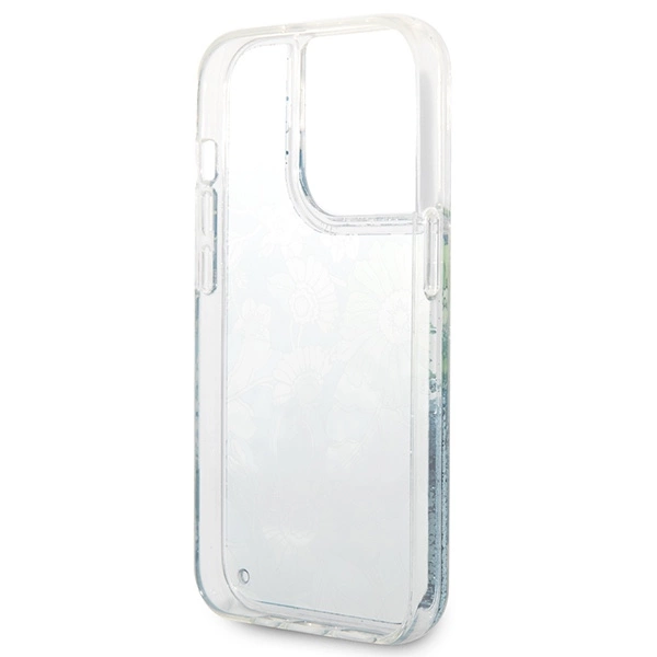 Guess Flower Liquid Glitter case for iPhone 14 Pro Max - greeneng
