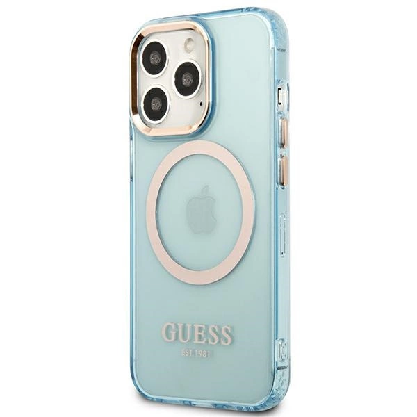 Guess Gold Outline Translucent MagSafe case for iPhone 13 Pro / iPhone 13 - blueeng