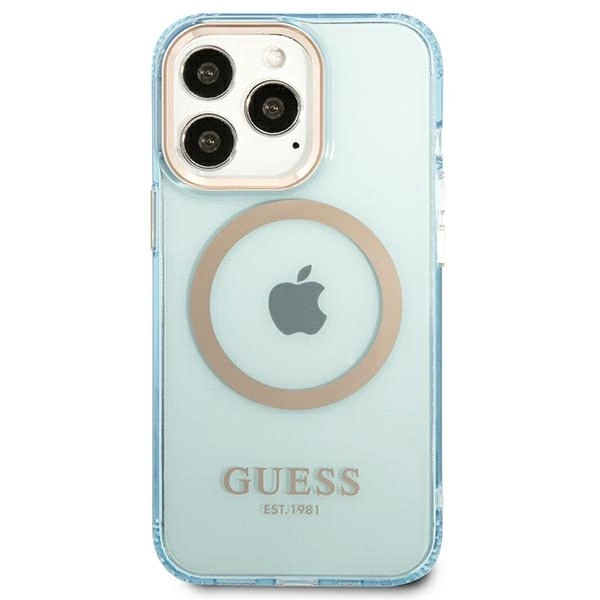 Guess Gold Outline Translucent MagSafe case for iPhone 13 Pro / iPhone 13 - blueeng