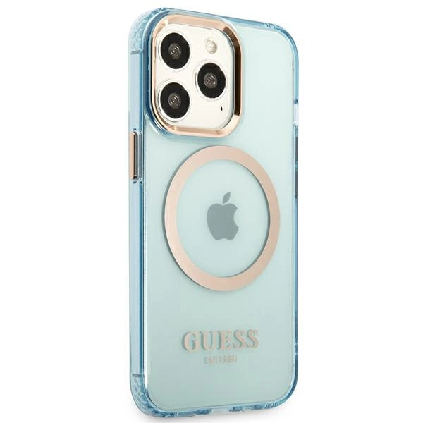 Guess Gold Outline Translucent MagSafe case for iPhone 13 Pro / iPhone 13 - blueeng