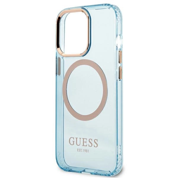 Guess Gold Outline Translucent MagSafe case for iPhone 13 Pro / iPhone 13 - blueeng