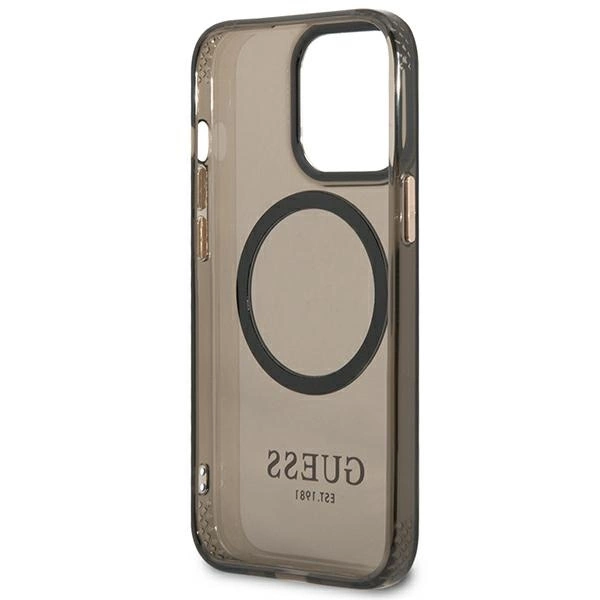 Guess Gold Outline Translucent MagSafe Case for iPhone 13 Pro / iPhone 13 - Blackeng