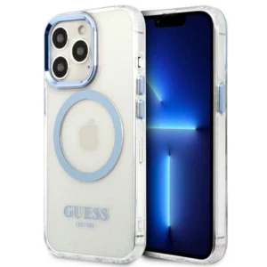 Etui Guess Metal Outline MagSafe na iPhone 13 Pro / iPhone 13 - niebieskiepol