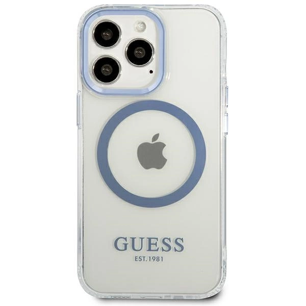 Etui Guess Metal Outline MagSafe na iPhone 13 Pro / iPhone 13 - niebieskiepol