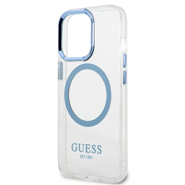 Etui Guess Metal Outline MagSafe na iPhone 13 Pro / iPhone 13 - niebieskiepol