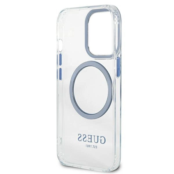 Etui Guess Metal Outline MagSafe na iPhone 13 Pro / iPhone 13 - niebieskiepol