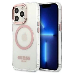 Etui Guess Metal Outline MagSafe na iPhone 13 Pro / iPhone 13 - różowepol