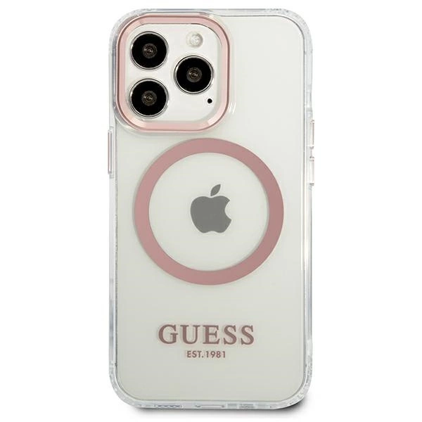 Etui Guess Metal Outline MagSafe na iPhone 13 Pro / iPhone 13 - różowepol