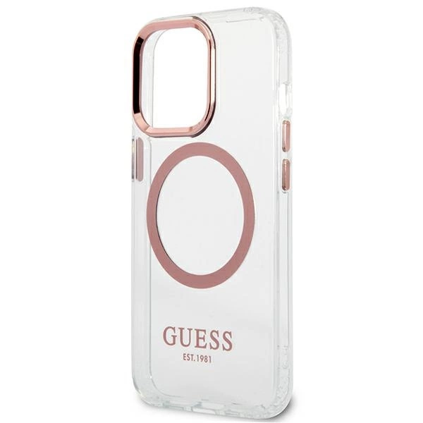 Etui Guess Metal Outline MagSafe na iPhone 13 Pro / iPhone 13 - różowepol