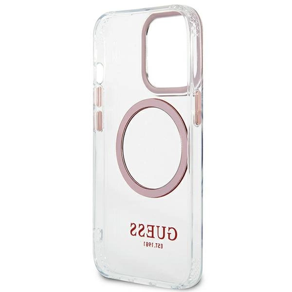 Etui Guess Metal Outline MagSafe na iPhone 13 Pro / iPhone 13 - różowepol