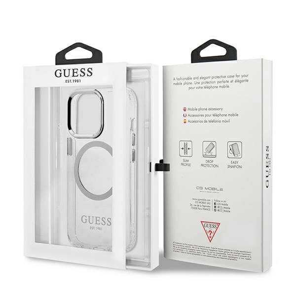 Guess Metal Outline MagSafe case for iPhone 13 Pro / iPhone 13 - silvereng