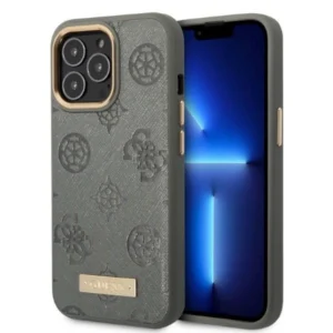 Guess GUHMP13LSAPSTG iPhone 13 Pro / 13 6.1" grey/grey hardcase Peony Logo Plate MagSafeeng