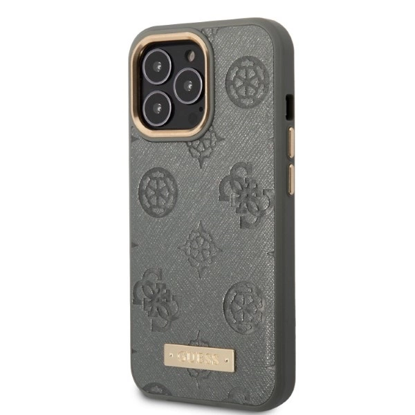 Guess GUHMP13LSAPSTG iPhone 13 Pro / 13 6.1" grey/grey hardcase Peony Logo Plate MagSafeeng