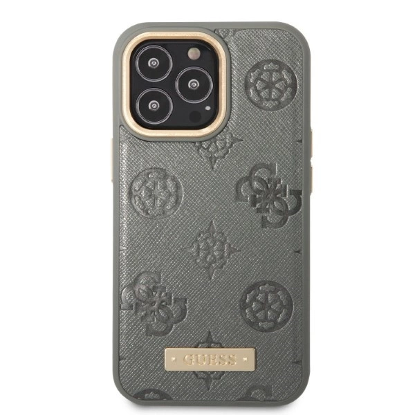 Guess GUHMP13LSAPSTG iPhone 13 Pro / 13 6.1" grey/grey hardcase Peony Logo Plate MagSafeeng