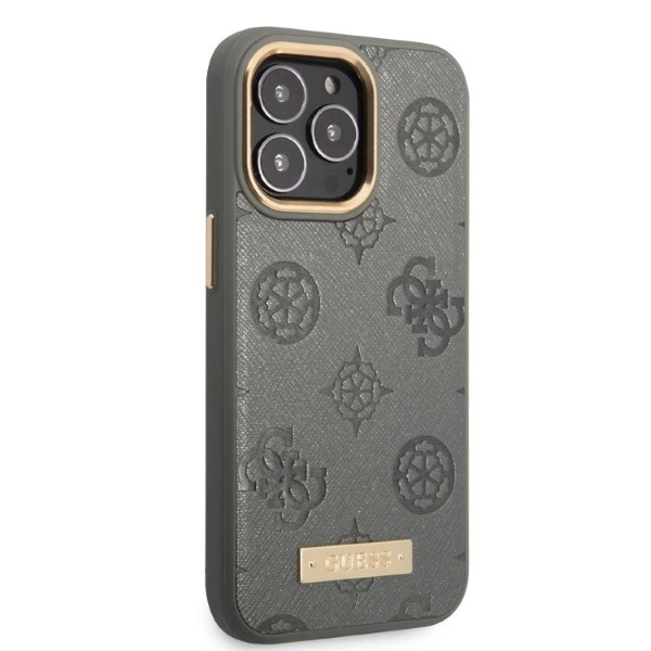 Guess GUHMP13LSAPSTG iPhone 13 Pro / 13 6.1" grey/grey hardcase Peony Logo Plate MagSafeeng