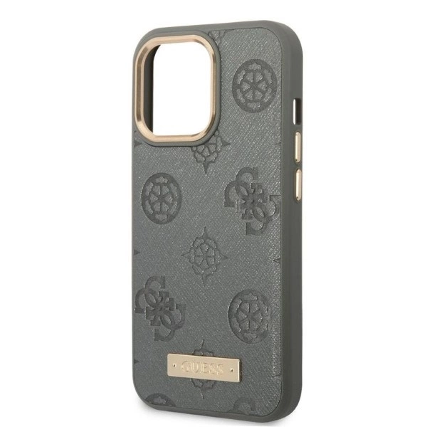 Guess GUHMP13LSAPSTG iPhone 13 Pro / 13 6.1" grey/grey hardcase Peony Logo Plate MagSafeeng