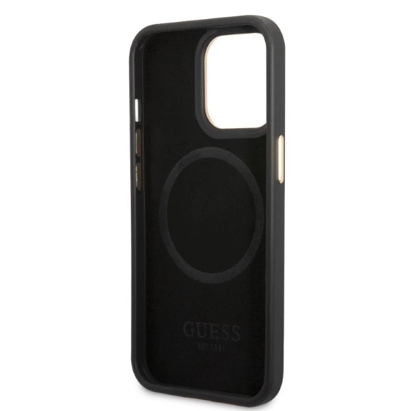 Guess GUHMP13LSAPSTK iPhone 13 Pro / 13 6.1" black/black hardcase Peony Logo Plate MagSafeeng