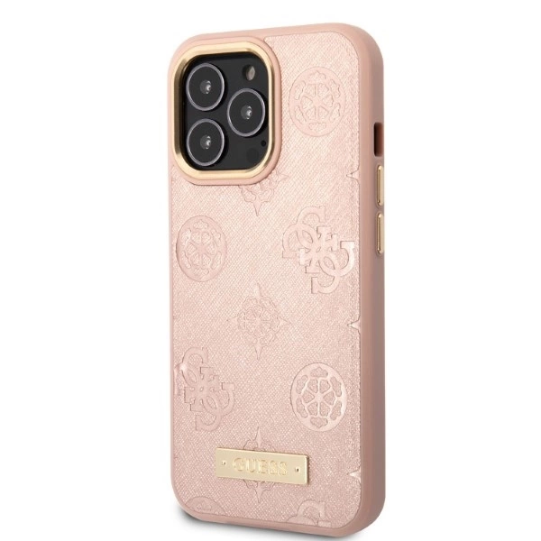 Guess GUHMP13LSAPSTP iPhone 13 Pro / 13 6.1" pink/pink hardcase Peony Logo Plate MagSafeeng