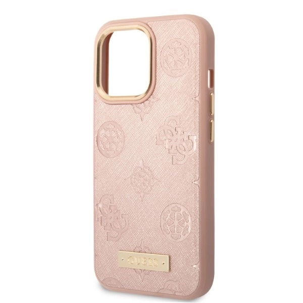 Guess GUHMP13LSAPSTP iPhone 13 Pro / 13 6.1" pink/pink hardcase Peony Logo Plate MagSafeeng