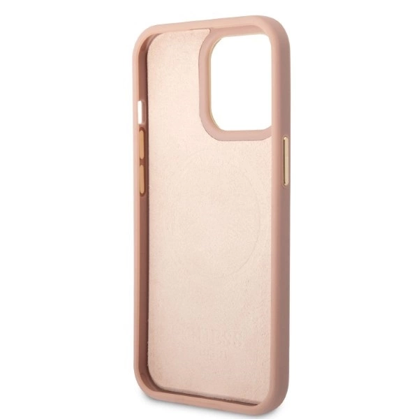 Guess GUHMP13LSAPSTP iPhone 13 Pro / 13 6.1" pink/pink hardcase Peony Logo Plate MagSafeeng