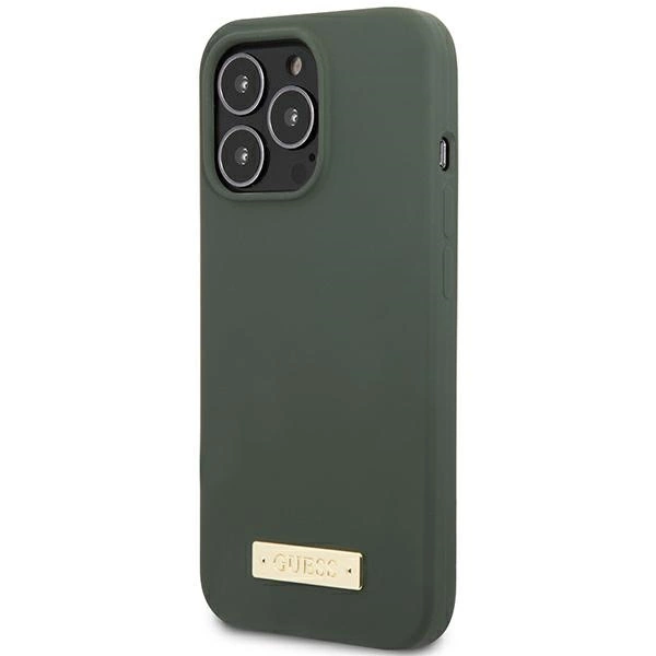 Guess Silicone Logo Plate MagSafe case for iPhone 13 Pro / iPhone 13 - greeneng