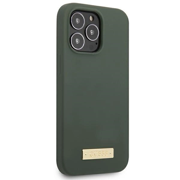 Guess Silicone Logo Plate MagSafe case for iPhone 13 Pro / iPhone 13 - greeneng
