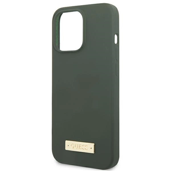 Guess Silicone Logo Plate MagSafe case for iPhone 13 Pro / iPhone 13 - greeneng