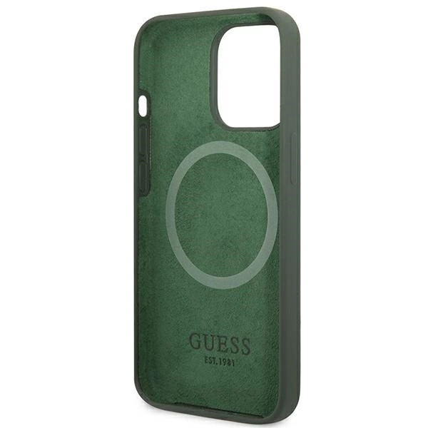 Guess Silicone Logo Plate MagSafe case for iPhone 13 Pro / iPhone 13 - greeneng