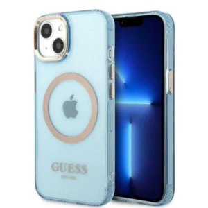Guess Gold Outline Translucent MagSafe case for iPhone 13 - blueeng