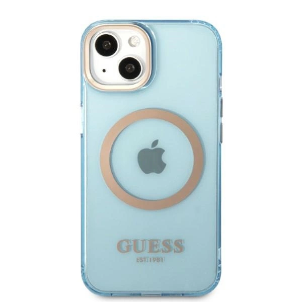 Guess Gold Outline Translucent MagSafe case for iPhone 13 - blueeng